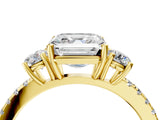 Yellow gold Three-Stone Asscher Cut Cut Diamond Pavé Band with Prong Setting_19