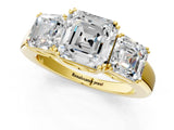 Yellow gold Three-Stone Asscher Cut Cut Diamond Ring with Channel Set Band and Four-Prong Setting_12