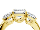 Yellow gold Three-Stone Asscher Cut Cut Diamond Ring with Channel Set Band and Four-Prong Setting_15