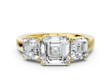 Yellow gold Three-Stone Asscher Cut Cut Diamond Ring with Channel Set Band and Four-Prong Setting_35