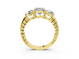 Yellow gold Three-Stone Asscher Cut Cut Diamond Ring with Channel-Set Band and Prong Setting_18