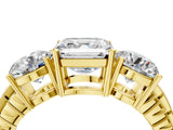 Yellow gold Three-Stone Asscher Cut Cut Diamond Ring with Channel-Set Band and Prong Setting_19