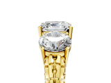 Yellow gold Three-Stone Asscher Cut Cut Diamond Ring with Channel-Set Band and Prong Setting_20
