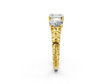 Yellow gold Three-Stone Asscher Cut Cut Diamond Ring with Channel-Set Band and Prong Setting_5