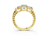Yellow gold Three-Stone Asscher Cut Cut Diamond Ring with Channel-Set Band and Prong Setting_6