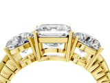 Yellow gold Three-Stone Asscher Cut Cut Diamond Ring with Channel-Set Band and Prong Setting_7