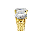 Yellow gold Three-Stone Asscher Cut Cut Diamond Ring with Channel-Set Band and Prong Setting_8
