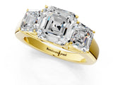 Yellow gold Three-Stone Asscher Cut Cut Diamond Ring with Prong Setting and Classic Band_4