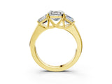Yellow gold Three-Stone Asscher Cut Cut Diamond Ring with Prong Setting and Classic Band_6