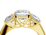 Yellow gold Three-Stone Asscher Cut Cut Diamond Ring with Prong Setting and Classic Band_7