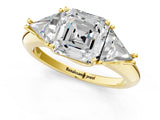 Yellow gold Three-Stone Asscher Cut Cut Diamond Ring with Trillion Side Stones and Four-Prong Setting_4