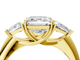 Yellow gold Three-Stone Asscher Cut Cut Diamond Ring with Trillion Side Stones and Four-Prong Setting_7