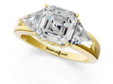 Yellow gold Three-Stone Asscher Cut Cut Diamond Ring with Trillion Side Stones on a Split Shank Band_10