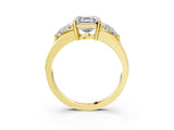 Yellow gold Three-Stone Asscher Cut Cut Diamond Ring with Trillion Side Stones on a Split Shank Band_12