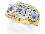 Yellow gold Three-Stone Asscher Cut Cut Diamond Split Shank Prong Set Ring_20