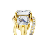 Yellow gold Three-Stone Asscher Cut Cut Diamond Split Shank Prong Set Ring_24