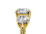 Yellow gold Three-Stone Asscher Cut Cut Milgrain Band Prong Setting Ring_24