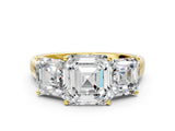 Yellow gold Three-Stone Asscher Cut Cut Solitaire Ring with Classic Prong Setting_3
