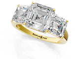 Yellow gold Three-Stone Asscher Cut Cut Solitaire Ring with Classic Prong Setting_4