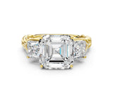 Yellow gold Three-Stone Asscher Cut Diamond Braided Band Ring with Four-Prong Setting_58
