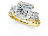 Yellow gold Three-Stone Asscher Cut Diamond Braided Band Ring with Four-Prong Setting_59