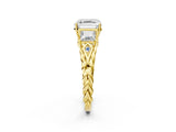 Yellow gold Three-Stone Asscher Cut Diamond Braided Band Ring with Four-Prong Setting_60