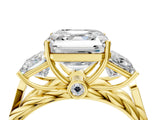 Yellow gold Three-Stone Asscher Cut Diamond Braided Band Ring with Four-Prong Setting_62