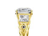 Yellow gold Three-Stone Asscher Cut Diamond Braided Band Ring with Four-Prong Setting_63