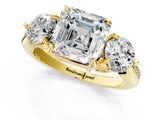 Yellow gold Three-Stone Asscher Cut Diamond Channel Set Engagement Ring with Prong Setting_16