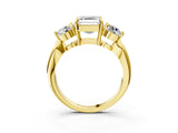 Yellow gold Three-Stone Asscher Cut Diamond Channel Set Engagement Ring with Prong Setting_18