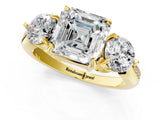 Yellow gold Three-Stone Asscher Cut Diamond Channel Set Engagement Ring with Prong Setting_4