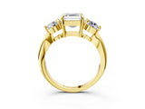 Yellow gold Three-Stone Asscher Cut Diamond Channel Set Engagement Ring with Prong Setting_6