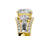 Yellow gold Three-Stone Asscher Cut Diamond Engagement Ring with Pave Band and Prong Setting_19