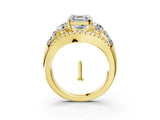 Yellow gold Three-Stone Asscher Cut Diamond Engagement Ring with Pave Band and Prong Setting_5