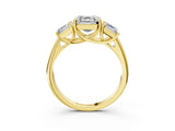 Yellow gold Three-Stone Asscher Cut Diamond Engagement Ring with Prong Setting_6