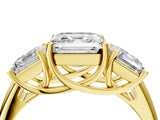 Yellow gold Three-Stone Asscher Cut Diamond Engagement Ring with Prong Setting_7
