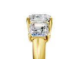 Yellow gold Three-Stone Asscher Cut Diamond Engagement Ring with Prong Setting_8