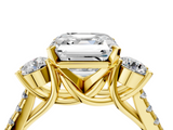 Yellow gold Three-Stone Asscher Cut Diamond Pavé Band with Four-Prong Setting_11