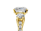 Yellow gold Three-Stone Asscher Cut Diamond Pavé Band with Four-Prong Setting_12