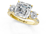 Yellow gold Three-Stone Asscher Cut Diamond Pavé Band with Four-Prong Setting_8