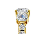 Yellow gold Three-Stone Asscher Cut Diamond Pavé Band with Prong Setting_8
