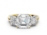 Yellow gold Three-Stone Asscher Cut Diamond Ring with Channel-Set Band and Four-Prong Setting_40