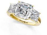 Yellow gold Three-Stone Asscher Cut Diamond Ring with Channel-Set Band and Four-Prong Setting_41