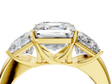 Yellow gold Three-Stone Asscher Cut Diamond Ring with Channel-Set Band and Four-Prong Setting_44