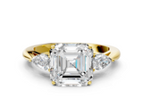 Yellow gold Three-Stone Asscher Cut Diamond Ring with Pear Side Stones in Four-Prong Setting_24