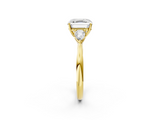 Yellow gold Three-Stone Asscher Cut Diamond Ring with Pear Side Stones in Four-Prong Setting_26