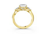 Yellow gold Three-Stone Asscher Cut Diamond Ring with Pear Side Stones in Four-Prong Setting_27