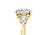 Yellow gold Three-Stone Asscher Cut Diamond Ring with Pear Side Stones in Four-Prong Setting_29