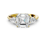 Yellow gold Three-Stone Asscher Cut Diamond Ring with Pear  Side Stones in Four-Prong Setting_48