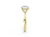 Yellow gold Three-Stone Asscher Cut Diamond Ring with Pear  Side Stones in Four-Prong Setting_50